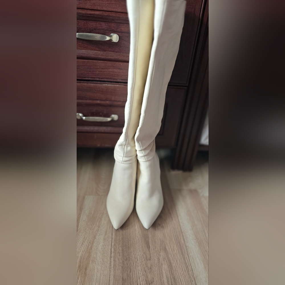 Vince Camuto Cream Over the Knee Boots Elegant and Versatile